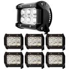 Kit 6 Farol Milha 6 Led 18w Quadrado Off-road 6000k 12v 24v Universal Moto Carro Atv Troller Caminhões