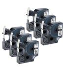 Kit 6 Fitas Compatível Dymo D1 45013 Branca Letra Preta 12mm