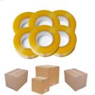 Kit 6 Fitas Larga Transparente 300m Adesiva Embalar/caixas