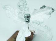 Kit 6 Flor Artificial Decoração Brilho Glitter Prata 15cm