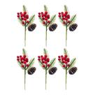 Kit 6 Flor Cerejinha Bolinha Vermelha Enfeite De Natal 25 Cm