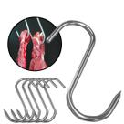 Kit 6 Ganchos Grandes 26cm Aço Inox Açougue Frigorífico Pendurar Boi Giratório Carne Alimentos Churrasco Fogo
