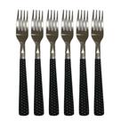 Kit 6 Garfos De Mesa Inox Cabo Preto Resistente