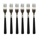 Kit 6 Garfos de Mesa Inox Linha Gramado Cabo Anatômico Preto Alta Durabilidade e Design Moderno