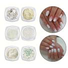 Kit 6 Glitter Pó Cromado Metalizado Unhas de Gel Branco