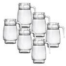 Kit 6 Jarras De Vidro Transparente Com Tampa Agua Suco Bico Alça 1,3l Kit 6 Jarras De Vidro Transparente Com Tampa Agua Suco Bico Alça 1,3l