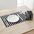 Kit 6 Jogo de Mesa Americano Retangular Mimo Style Classic Listrado Preto e Branco