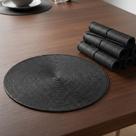 Kit 6 Jogo Mesa Americano Redondo 38cm Preto Mimo Style Elegante Sousplat
