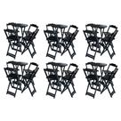 Kit 6 Jogos de Mesa Bistrô de Madeira com 4 Cadeiras Dobravel Ideal para Bar e Restaurante Preto