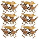 Kit 6 Jogos de Mesa com 4 Cadeiras de Madeira Dobravel 120x70 Ideal para Bar e Restaurante - Mel