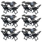 Kit 6 Jogos de Mesa com 4 Cadeiras de Madeira Dobravel 120x70 para Bar e Restaurante - Preto