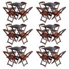 Kit 6 Jogos de Mesa com 4 Cadeiras de Madeira Dobravel 70x70 Ideal para Bar e Restaurante - Imbuia Kit 6 Jogos de Mesa com 4 Cadeiras de Madeira Dobravel 70x70 Ideal para Bar e Restaurante - Imbuia