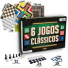Kit 6 Jogos de Mesa Xadrez Dominó Dama Ludo Trilha e Forca