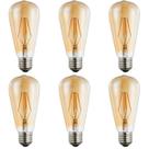 Kit 6 Lâmpada Filamento Led Retrô ST64 4w Bivolt Vintage 2400K Amarelo Âmbar Edison Base E27