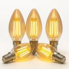 Kit 6 Lâmpada Led Filamento Vela Chama 4w E14 2200k 220V