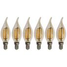 Kit 6 Lâmpadas Filamento Led Vela Bico Torto Âmbar 4W E14 2700K