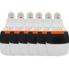 kit 6 Lampadas Inteligente de Emergencia Bocal Comum E27 Led 8000K Recarregavel bivolt
