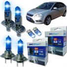 Kit 6 lâmpadas super brancas 8500k farol alto baixo e lanterna h7 h1 t10 duplo foco kit shocklight