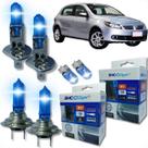 Kit 6 lâmpadas super brancas 8500k farol alto baixo e lanterna h7 h1 t10 duplo foco kit shocklight