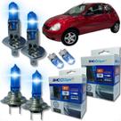 Kit 6 lâmpadas super brancas 8500k farol alto baixo e lanterna h7 h1 t10 duplo foco kit shocklight