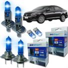 Kit 6 lâmpadas super brancas 8500k farol alto baixo e lanterna h7 h1 t10 duplo foco kit shocklight