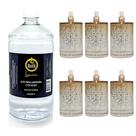 Kit 6 Lamparina Sonhos Dourados + 1 Litro Fluido Puro