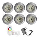 KIT 6 LED 9W RGB + CENTRAL E FONTE 12v P/ ILUMINAÇÃO PISCINA