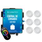 Kit 6 LED Piscina ABS RGB 18W + Central + Controle Touch