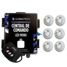 Kit 6 Led Piscina Monocromático 9W + Central + Controle - Luxpool