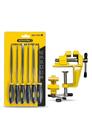Kit 6 Limas Agulha Triangular Chata afiação e Mini Torno De Bancada madeira móveis mdf marcenaria carpinteiro profissional