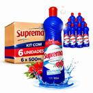 Kit 6 Limpador Perfumado 6 Em 1 Multiuso 500ml Tradicional Azul Fórmula Concentrada e Ação 6 em 1