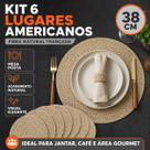 Kit 6 Lugares Americanos Redondos Fibra Natural Trançado Para Mesa Posta Kit 6 Lugares Americanos Redondos Fibra Natural Trançado Para Mesa Posta