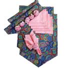 Kit 6 lugares - Trilhos coloridos com caimento em V e porta guardanapo mini Hortênsia rosa antigo