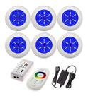 Kit 6 Luminária De Led Rgb Para Piscina 6w + Controle Remoto Kit 6 Luminária De Led Rgb Para Piscina 6w + Controle Remoto