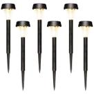 Kit 6 Luminária Espeto Solar Jardim Recarregáv Led Bc Quente
