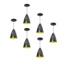 Kit 6 Luminária Pendente Bala Nova Com Interior Amarelo Com Fiação 110/220v