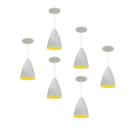 Kit 6 Luminária Pendente Bala Nova Com Interior Amarelo Com Fiação 110/220v