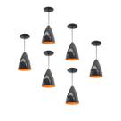 Kit 6 Luminária Pendente Bala Nova Com Interior Laranja Com Fiação 110/220v