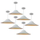Kit 6 Luminária Pendente Chapéu Chinês Com Interior Cobre Com Fiação 110/220v