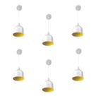 Kit 6 Luminária Pendente Gota Com Interior Amarelo Com Fiação 110/220v