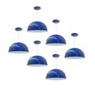 Kit 6 Luminária Pendente Meia Lua 24cm Com Interior Branco Brilho Fiação 110/220v