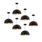 Kit 6 Luminária Pendente Meia Lua 24cm Com Interior Cobre Fiação 110/220v