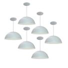 Kit 6 Luminária Pendente Meia Lua 34cm Com Interior Branco Brilho Com Fiação 110/220v