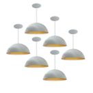 Kit 6 Luminária Pendente Meia Lua 34cm Com Interior Cobre Com Fiação 110/220v