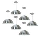 Kit 6 Luminária Pendente Meia Lua 40cm Interior Branco Brilho Fiação 110/220v