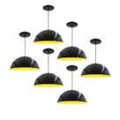 Kit 6 Luminária Pendente Meia Lua 50cm Interior Amarelo Com Fiação 110/220v