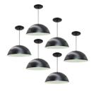 Kit 6 Luminária Pendente Meia Lua 50cm Interior Branco Brilho Com Fiação 110/220v