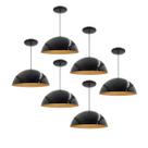 Kit 6 Luminária Pendente Meia Lua 50cm Interior Cobre Com Fiação 110/220v