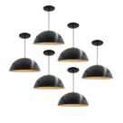 Kit 6 Luminária Pendente Meia Lua 50cm Interior Cobre Com Fiação 110/220v