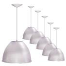 Kit 6 Luminária Pendente Prismático 12pol 30cm Cristal E27 Bivolt Cabo 1,1m para Galpão Industrial e Igrejas